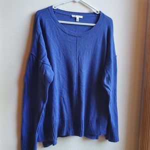 Seven7 Royal Blue/Purple Scoop Neck Cotton/Cashmere Sweater Size Large